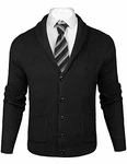 iClosam Herren Strickjacke Cardigan Mit V-Ausschnitt Schwarz