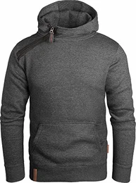 Herren Kapuzenpullover mit schräg Zip schwarz, M, GEC435
