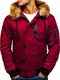BOLF Herren Winterjacke Steppjacke Sportjacke Kapuze Fell Zip Casual Style Extreme 1826 Weinrot L [4D4]