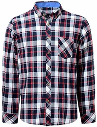 J.VER Herren Hemd Kariertes Freizeithemd Normale Passform Lange Ärmel Flanellhemden, 04 Checked-eine Tasche M