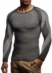 Leif Nelson Herren Strick-Pullover Rundhals-Ausschnitt Slim Fit (LN1645, FBA-1830) Schwarz/Ecru (FBA-1830)