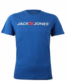 Herren T-Shirt JJEPROLOG Tee SS Crew Neck Regular Fit Rundhals Kurzarm Logo Print Shirt 100% Baumwolle Grau Blau Dunkelblau S M L XL XXL, Größe:M, Farbe:Classic Blue (12157199)