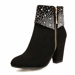 Damen Stiefeletten, Runde Zehen, Klobige High Heels, Reißverschluss, Plattform, Metalldekoration, Kurze Stiefel, Damenschuhe, Herbst Und Winter, 43 Günstig Kaufen - Preis, Kostenloser Versand, Echte Bewertungen Mit Fotos