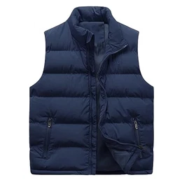 Herren Steppweste mit Stehkragen Sportweste Leicht Winter Männer Vest Outdoor Übergangsjacke Blau M