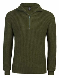 Brandit Marine Pullover Troyer - Oliv - Größe M / 48-50