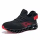WateLves Herren Laufschuhe Fitness straßenlaufschuhe Sneaker Sportschuhe atmungsaktiv rutschfeste Mode Freizeitschuhe(Schwarz rot,42)