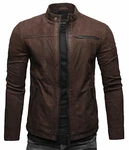 Crone Epic Herren Lederjacke Cleane Leichte Basic Jacke Dunkelbraun