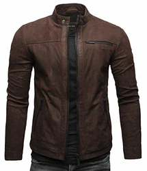 Crone Epic Herren Lederjacke Cleane Leichte Basic Jacke Dunkelbraun