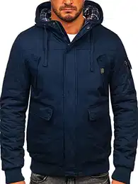 Herren Winterjacke Gefüttert mit Kapuze Kapuzenjacke Wärm Winter Herbst Freizeit Outdoor Casual Style 1890 Dunkelblau M [4D4]