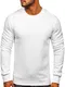 BOLF Herren Sweatshirt Pullover Sweater Pulli ohne Kapuze Langarmshirt Rundhalsausschnitt Farbvarianten Crew Neck Longsleeve Classic Fitness Basic Sport J.Style 2001 Weiß M [1A1]