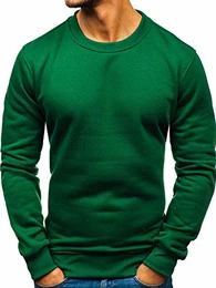 Herren Sweatshirt Pullover Sweater Pulli ohne Kapuze Langarmshirt Rundhalsausschnitt Farbvarianten Crew Neck Longsleeve Classic Fitness Basic Sport J.Style 2001 Grün M [1A1]