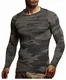 Leif Nelson Herren Strickpullover Strick-Pullover mit Rundkragen Männer Pulli Slim Fit LN-1770;L;Khaki-Blau