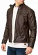 Indicode Herren Brook Lederjacke aus Leder-Imitat m. Stehkragen   Kunstleder Jacke Bequeme Herrenjacke f. Biker Übergangsjacke Men Faux Leather Jacket Coole Bikerjacke f. Männer Dk Brown M