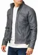 Indicode Herren Brook Lederjacke aus Leder-Imitat m. Stehkragen   Kunstleder Jacke Bequeme Herrenjacke f. Biker Übergangsjacke Men Faux Leather Jacket Coole Bikerjacke f. Männer Raven M