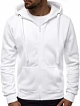 OZONEE Herren Kapuzenpullover Sweatjacke Sweatshirt Kapuzenjacke Kapuzenpulli mit Reißverschluss Langarm Hoodie Sport Style Casual Fitness Training Basic (2008) Weiß