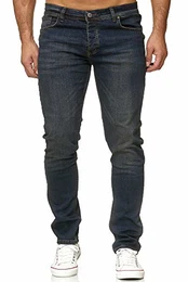 Jeans Herren Slim Fit Basic Herren-Hose Jeanshose Männer Jeans Hosen Stretch Denim RS-2091 Dunkelblau W32 / L32