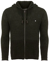 Carisma Herren Strickjacke für Winter und Übergang • Angenehme Männer Freizeit-Jacke mit Farbverlauf • Herren Zipper mit Seitentasche 7397 Khaki M