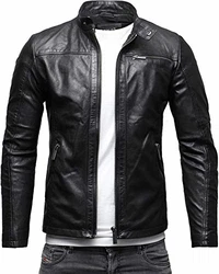 Crone Epic Herren Lederjacke Cleane Leichte Basic Jacke Schwarz