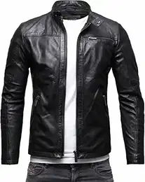 Epic Herren Lederjacke Cleane Basic Jacke Rindsleder (M, Heavy Washed Schwarz)