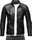 Crone Epic Herren Lederjacke Cleane Basic Jacke Rindsleder (M, Heavy Washed Schwarz)
