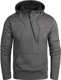 Herren Kapuzenpullover mit schräg Zip anthrazit, S, GEC445