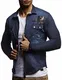 Leif Nelson Herren Strick-Jacke-Hemd Vintage Jeans-Hemd für Männer Slim-Fit Langarm Freizeit Jacke-Hemd Verwaschen Casual LN3550; Größe M, Blau