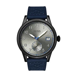 Analog Quarzuhr für Herren mit Blaues Lederarmband - 1513684