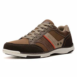 ABTOP Herren Sneaker Klassische Lederimitat Schnürhalbschuhe Sportiver Freizeitschuhe Flach Casual Herren Schuhe (41 EU, A9099-Braun)