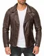 Reichstadt Herren Jacke Dunkelbraun - RS006 PU - Gunmetal Zipper M
