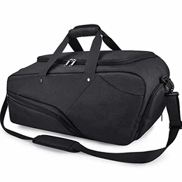 Sporttasche Herren Reisetasche mit Schuhfach Groß Gym Fitness Sport Tasche Handgepäck Weekender 45 Liter Trainingstasche Sporttasche für Männer und Frauen Schwarz
