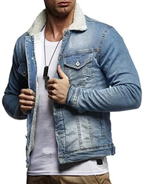 Herren Jeansjacke Basic Stretch Jeans Jacke Fell Stehkragen Übergangsjacke Hoodie Freizeitjacke LN9610; Größe M, Hell Blau