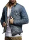 Leif Nelson Herren Jeansjacke Basic Stretch Jeans Jacke Fell Stehkragen Übergangsjacke Hoodie Freizeitjacke LN9610; Größe M, Dunkel Blau