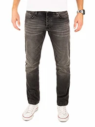 Herren Jeans Edvin Slim - Jeans Hosen für Männer - Schwarze Vintage Denim Stretch Hose Jeanshose Regular, Grau (Phantom 194205), W31/L32