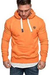 Herren Basic Logo Kapuzenpullover Sweatjacke Pullover Hoodie Sweatshirt 1-04028 Orange M