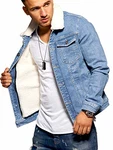 Rello & Reese Herren Jeansjacke mit Teddyfell Jacke M-4111 Blau (M-4111)