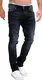 MERISH Jeans Herren Slim Fit Stretch Hose Jeanshose Denim 9148 (32-30, 9148 Schwarz)