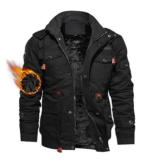 TACVASEN Herren Winterjacke Bomberjacke Mantel Schwarz TACVASEN Herren Winterjacke Bomberjacke Mantel Schwarz