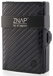 ZNAP Kreditkartenetui mit Geldklammer Aluminium und Münzfach - RFID Schutz - Slim Wallet Carbon - Kartenetui, Kreditkarten Etuis, Geldbörse - bis 12 Karten - Geld Clip von SLIMPURO
