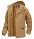 MAGCOMSEN Winter Herren Jacke Warm Gefüttert Fleecejacke mit 7 Taschen Männer Dick Übergangsjacke Baumwolle Winterparka mit Multi Taschen Khaki L