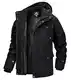 MAGCOMSEN Herren Winterparka Fleece Gefüttert Winterjacke mit Fell Herren Cargo Wintermantel Outdoor Bomberjacke mit 7 Taschen Schwarz L
