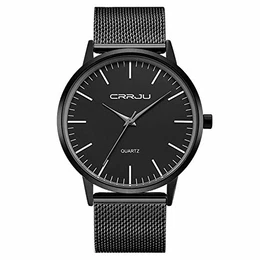 Herren Uhren Ultra Dünne Schwarze Minimalistische Quartz mit Milanese Mesh Edelstahl Und schwarzer Zeiger