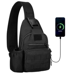 Taktisch Brusttasche Military Schultertasche Tactical Chest Sling Pack MOLLE Armee Crossbody Bag Militärisch Umhängetasche Mini Single Strap Rucksack für Reisen Wandern Camping,Typ-2 Schwarz