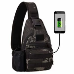 HUNTVP Taktisch Brusttasche Military Schultertasche mit Wasserflasche Halter Chest Sling Pack Molle Armee Crossbody Bag Militärisch Umhängetasche für Wandern Camping Camo