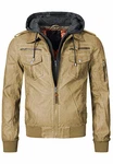 Indicode Herren Aaron Lederjacke mit Abnehmbarer Kapuze Beige Indicode Herren Aaron Lederjacke mit Abnehmbarer Kapuze Beige