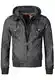 Indicode Herren Aaron Lederjacke m. Abnehmbarer Kapuze & 7 Taschen   Kunstleder Herrenjacke Kurze Winterjacke warme Übergangsjacke gefütterte Winter Leder Jacke f. Männer Raven M