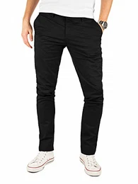 Chino Herrenhosen schwarz - Kyle by Yzb Jeans Schwarze Hose - Business Stoff Hosen Chinohose Maenner Stretch, Schwarz (Black 4R194008), W30/L30