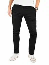 Chino Hose Herren - Modell Kyle by Yzb Jeans schwarz - Braune Business Schwarze Chinohose Männer Stretch, Schwarz (Black 4R194008), W32/L32