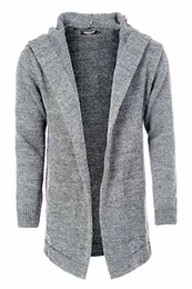 Herren Strickjacke Herren Jacke mit Kapuze 7601, Grey, M