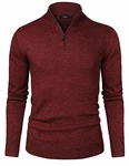 iClosam Herren Strickpullover Mit Stehkragen Und Reißverschluss Rot