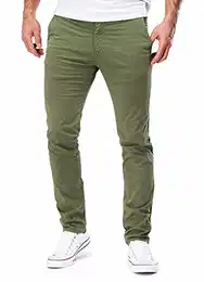 Chino Hosen Herren Slim Fit Jogger Hose Stretch Neu 401 (32-32, 401 Oliv)